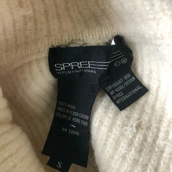 Spree International Cream Silver Disc Detailed Turtleneck Vintage Sweater Small - Picture 5 of 6